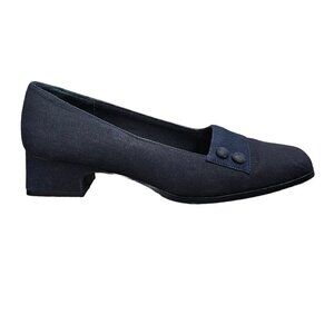 Madeline Stuart Wardrobe Block Square Toe Retro Heel Navy Pump